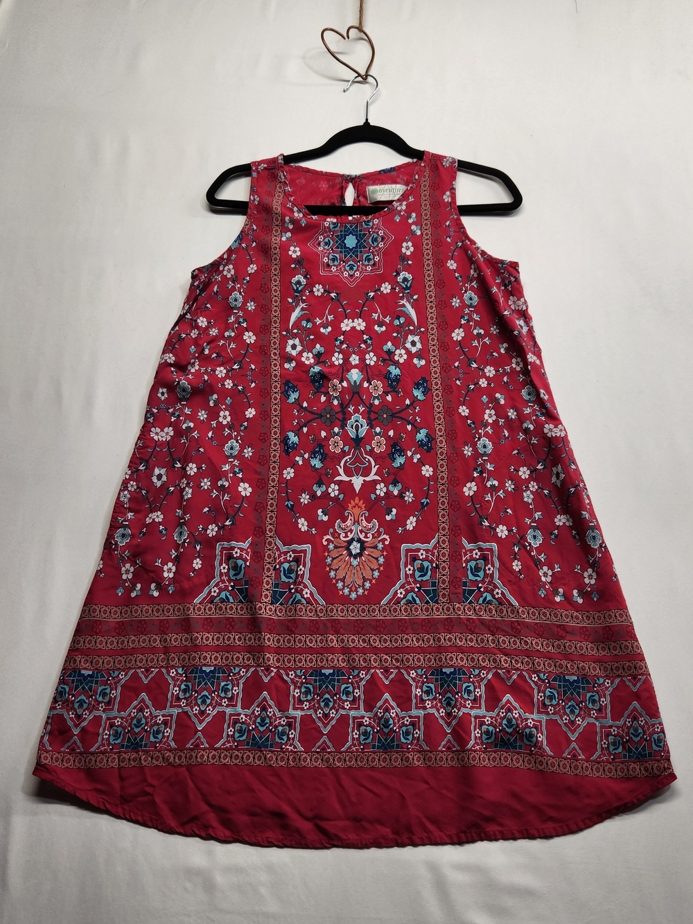 ⭐️Aventura Clothing Stacia Dress Boho Floral Medallion Red Tank Shift Medium M